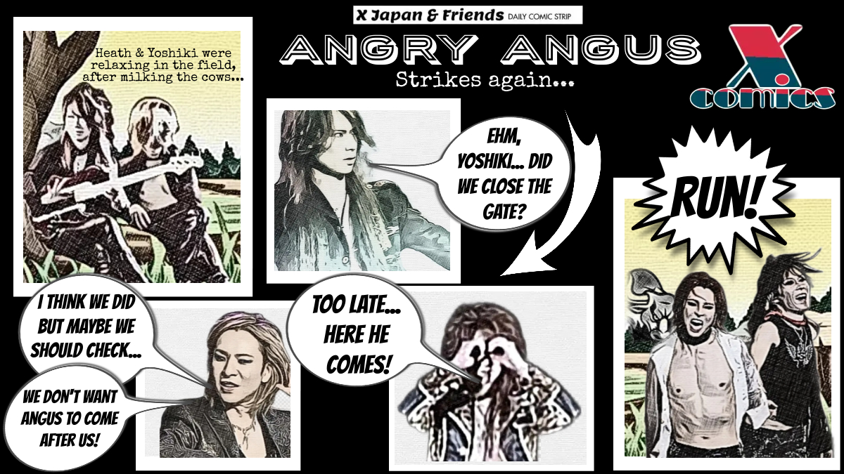 Rocklady19731's tweet photo. I might have made @AlejandraAstet3 happy...😆
Sorry #HEATH & #YOSHIKI!😅
#HomemadeComic #AngryAngus #AngryBull #XJAPAN #comic #vintagestyle #fanart https://t.co/X24zKvjACY
