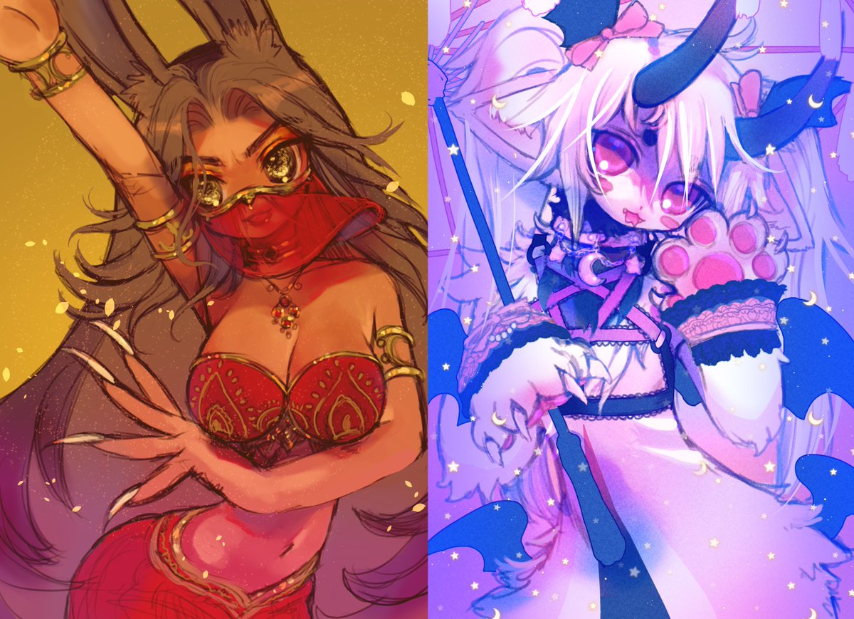 I've opened a handful of commission styles for a limited time! got hit with emergency bills so any help is appreciated~ will close when I have as much as I can handle ^^ I'm getting back to any waitlist inquiries too. thank you so much for any help at all!