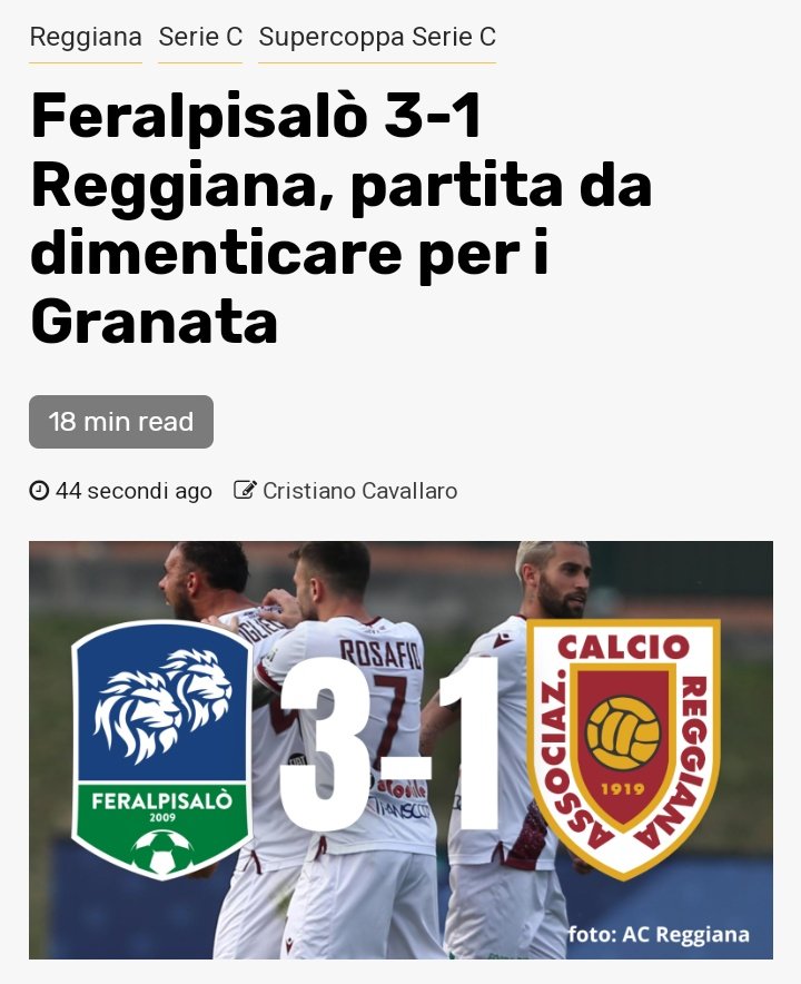pochepalle's tweet image. "Feralpisalò 3-1 Reggiana, partita da dimenticare per i Granata"👇 pochepalle.it/2023/05/07/fer…
 
#Feralpi #Reggiana #Feralpisalò #Granata #SupercoppaSerieC #Regia #SerieC #Reggio #ReggioEmilia #Salò #Cremonese #Genoa #Calcio #LegaPro #ACR1919 #StadioGiglio #Supercoppa #PochePalle