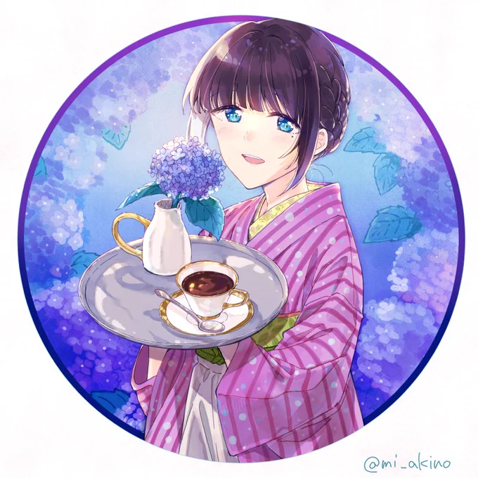 あいにくの雨なので雨の似合うお花の絵置いておきますね。おはようございます コースタートレイをご注文いただいた方へのおまけのコースター絵です