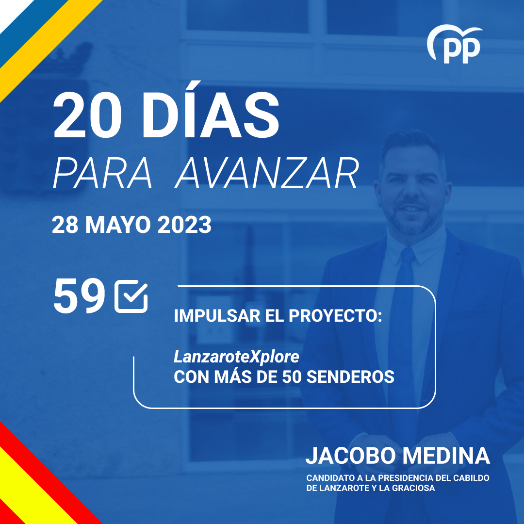 jacobo_medina's tweet photo. 🔵 Propuesta número 59 🔵🔵
Impulsar el proyecto: LanzaroteXplore con más de 50 senderos ✅
#JacoboMedina2023
Lanzarote y La Graciosa
Elige Avanzar
#politicalanzarote #pplanzarote #lanzarote #arrecife #yaiza #haria #sanbartolome #teguise #tias #tinajo https://t.co/RJiUvsWuYg