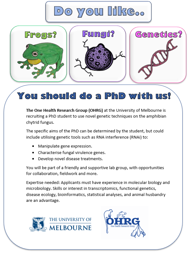 A great opportunity to develop novel tools for amphibian conservation. Apply: findanexpert.unimelb.edu.au/opportunity/60….