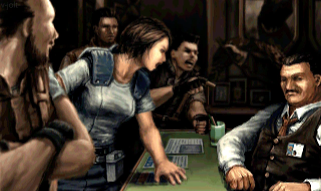 dailystarsteam's tweet photo. ✧ Jill, Barry, Brad and Chris arguing with  Chief Irons in August, 1998 - Resident Evil 3: Nemesis https://t.co/yL8JK5I3Ea