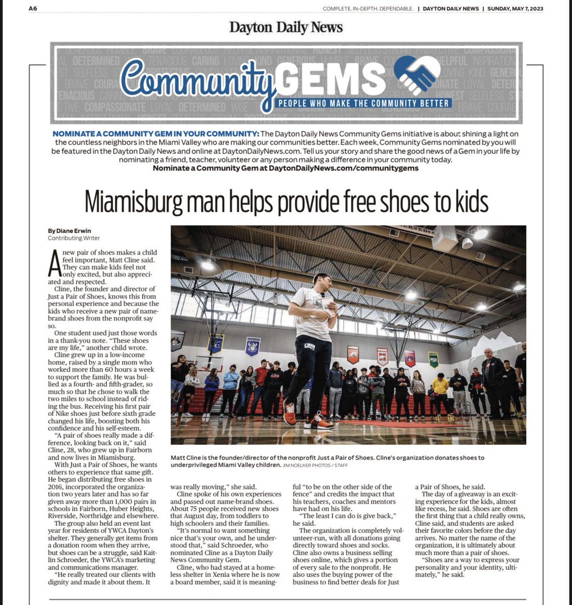 Shoesforsuccess's tweet image. A extremely nice article in the Dayton Daily News this morning. Thank you for shining light on this organization and what we do. 👟💯
