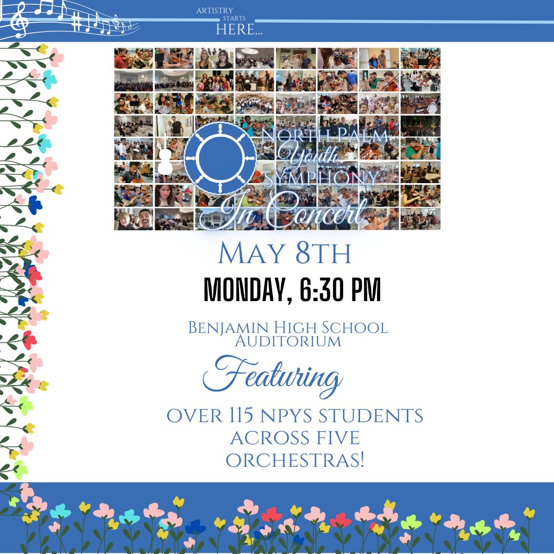 You're invited! 

We will be LIVESTREAMING the concert tomorrow. Please check back tomorrow, Monday May 8th in the afternoon for the livestream link. The link will go live at around 6:15 pm. 

#NPYS #youthorchestra