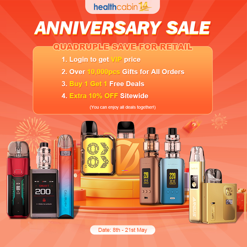 🌈🌈 🔝HealthCabin - 14th Anniversary Sale for Retail🎉🎊 1️⃣Sign in to Get VIP Price 2️⃣Over 10,000pcs Gifts for All Orders 3️⃣Buy 1 Get 1 Free 4️⃣10% OFF Sitewide: 14TH .. 📅8th - 21st May, 2023 > More Details:👇 healthcabin.net/blog/14th-anni… > Shop:👇 healthcabin.net > #vape