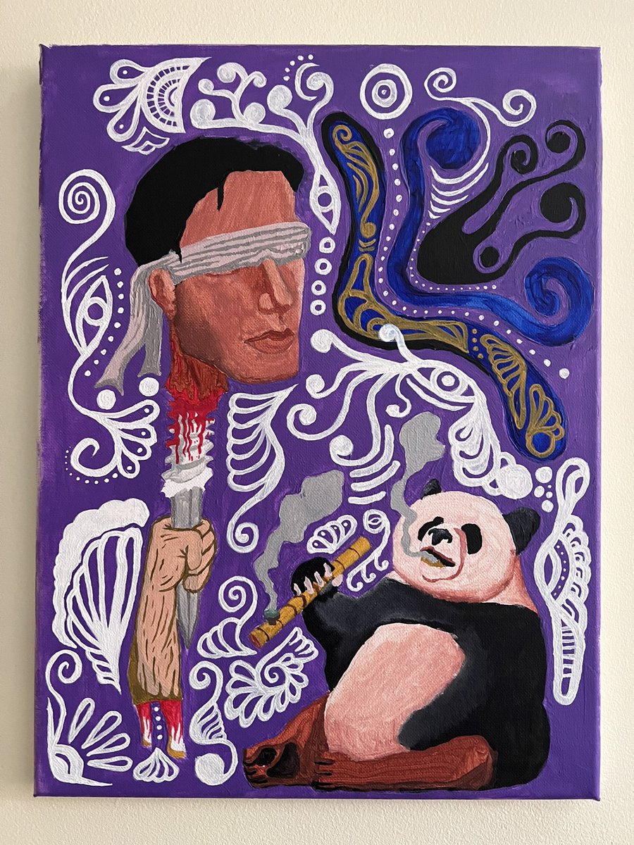 Panda man 

#panda #art #painting #artpaint #trippy #trippyart #blindfold #knife #Abstract #color #swirls