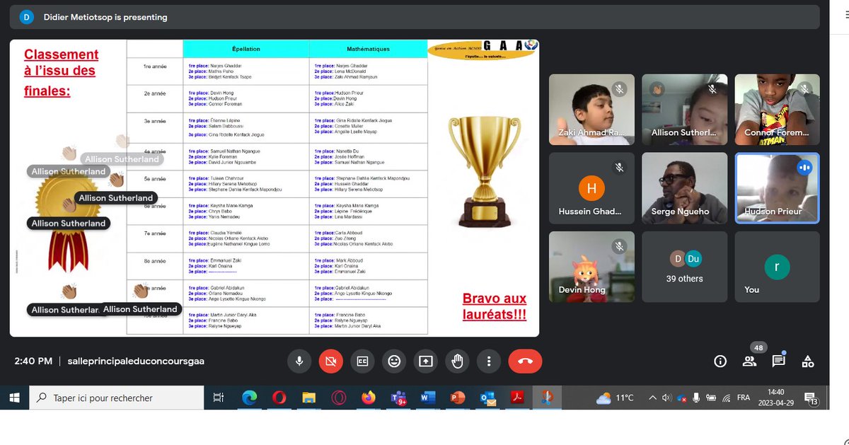 La  8e édition du concours GAA s'est déroulée dans une atmosphère de  compétition très engagée et très relevée. Nous tenons à féliciter tous les vainqueurs ainsi que nos commanditaires <a href="/CscProvidence/">Csc Providence</a> <a href="/CCFWEK/">CCFWEK WINDSOR</a> <a href="/CSViamonde/">CS Viamonde</a> <a href="/Boreal_WINDSOR/">Collège Boréal</a> <a href="/aefo_unite58/">AEFO - Unité 58</a>