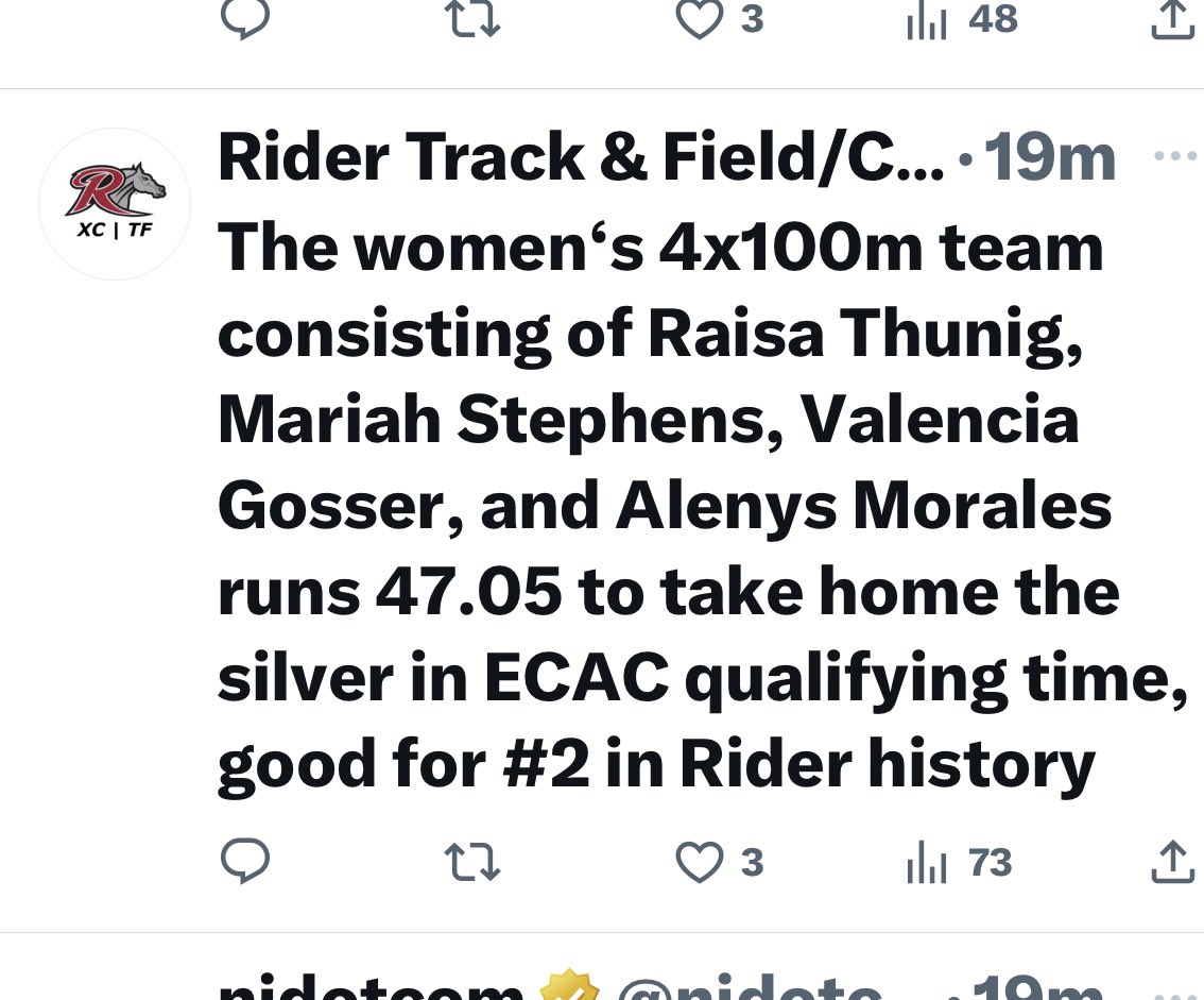 Congrats Rider womens track crushing the MAAC conference championship