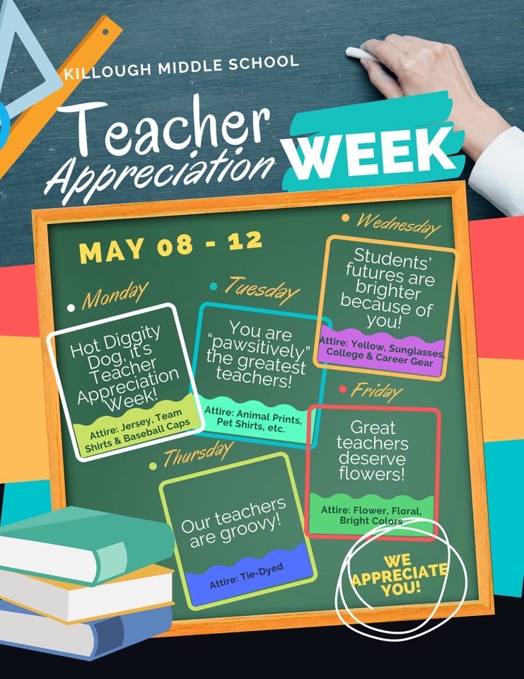 Late message to announce themes for #TeacherAppreciationWeek!!