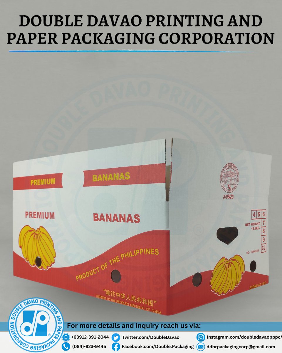 DoubleDavao's tweet photo. "Quality packaging is the key to customer satisfaction."
For more details and inquiry reach us via:
Phone No:
+63912-391-2044 (Sales Representative)
Tel No:
(084)-823-9445 (Sales Department)
Email:
ddhrpackagingcorp@gmail.com
#DoubleDavao #DDPPPC #CorrugatedBox #Manufacturer https://t.co/xMdkFNLO65