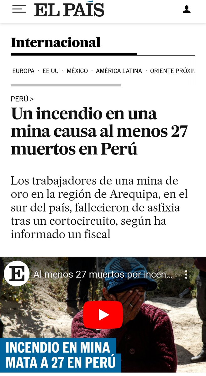 MirtyVas's tweet photo. Internacionalmente es un escándalo la tragedia de Arequipa,pero aquí en los dominicales ni mención. 27 muertos,quemados en una mina,pero no pasa nada."Incendiarios"gritan cuando nos atrevemos a cuestionar a una empresa,pero si callan cuando muere gente de esta forma en una minera https://t.co/BnjWMuvHV3