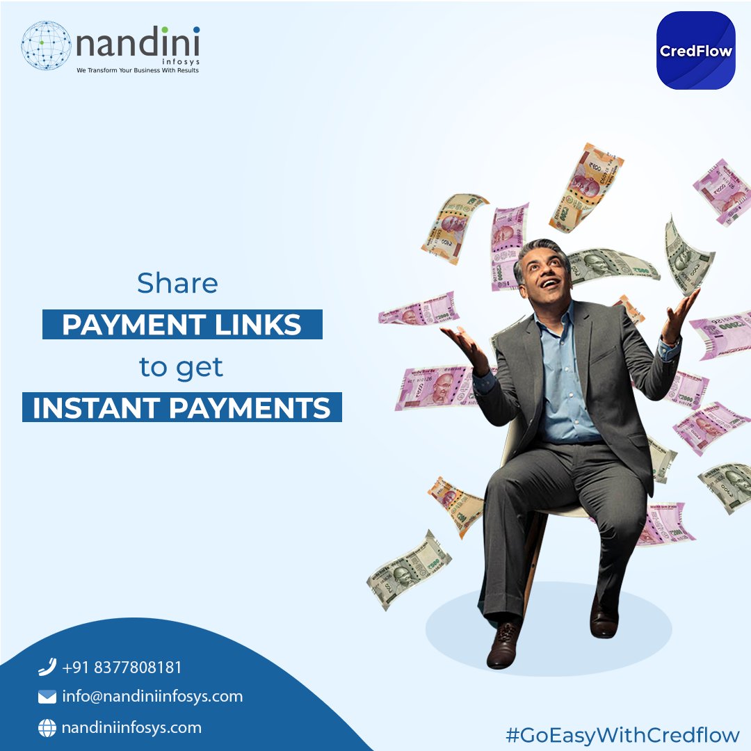 Experience flexibility in receiving payment with Credflow.
.
.
.
.
#nandiniinfosys #softwaresolutions #software #businessintelligence #Cashflow #businessdeveloper #accountingsoftware #BusinessGrowth #PaymentReminders #InstantPayment #GoEasyWithCredFlow