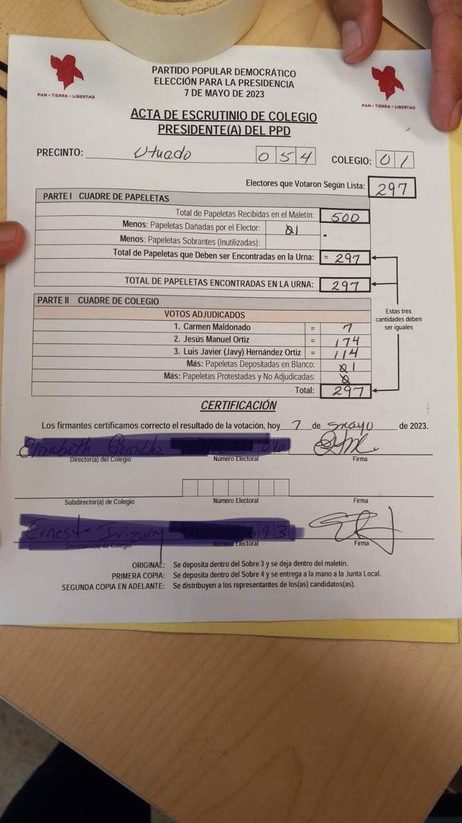 EdwinMundo2's tweet photo. ⁦@vanessasdomingo⁩ ya veo porque no terminan no le cuadran las actas me enviaron esta a ver como los puedo ayudar. Voy 7+174+114no son 297 son 296 ahora muchos😂😂 https://t.co/LhALyZBZuN