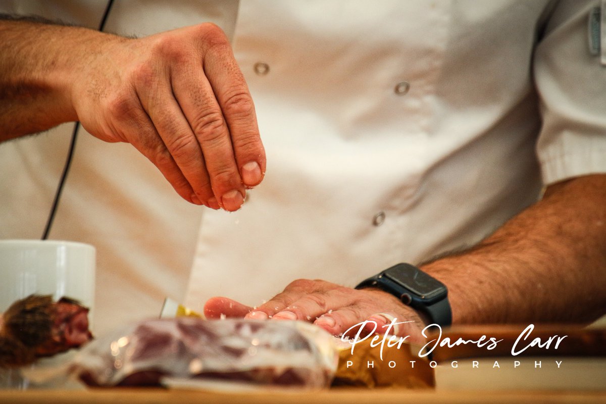 petercarrphoto's tweet photo. Absolutely fantastic wild game cooking demonstration by @lionelstrub from @TheclarendonH. In the #HuntersKitchen marquee @North_shootshow. https://t.co/Jm8ST5F3gF