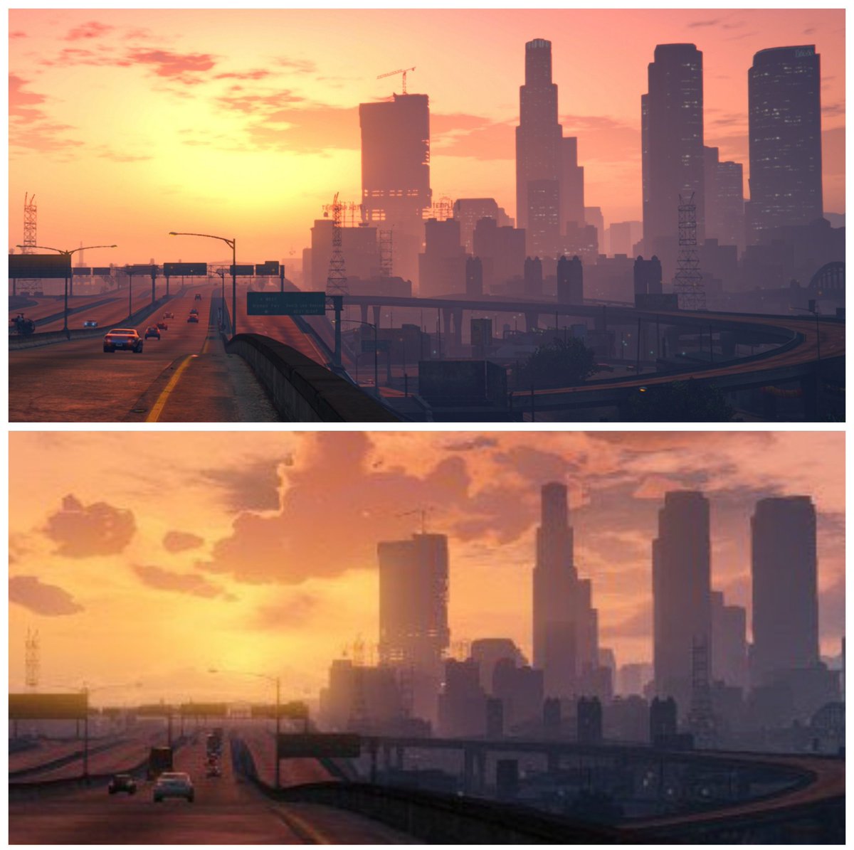 Los Santos #GTAOnline: same hour, same spot, same angle, 10 years between one photo and another 🌇

📸 1st shot is from PS5
📸 2nd shot is from PS3

Both took by me!