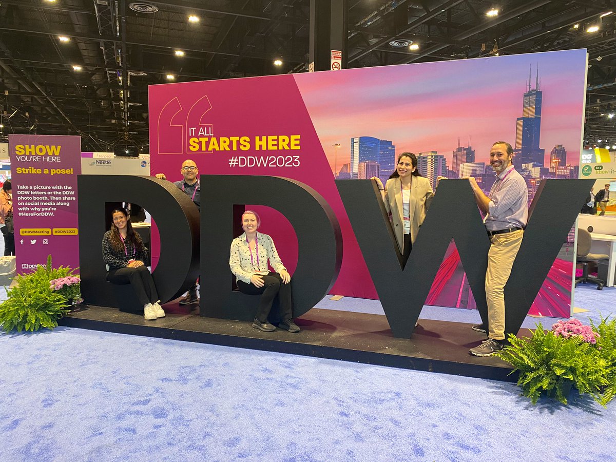 GillianJacobsen's tweet photo. #DDW2023 Day 2: The Abreu lab had fun posing at the different installations  and enjoying treats in the Expo Hall
@ibddocmaria @umiamimedicine https://t.co/49uLrmlTOz