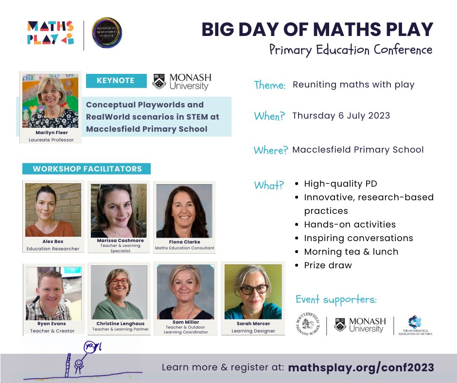 Maths Play (@mathsplay_org) on Twitter photo Maths Play and <a href="/AusTeacherRiss/">Marissa Cashmore</a> are in collaboration with <a href="/MonashUni/">Monash University</a> and a wonderful team of presenters to bring an in-person day dedicated to #MathsPlay and #PlayfulMaths.
Check out the full program at:
events.humanitix.com/maths-play-con…
#MTBoS #iteachmath #melbourne #AussieED Maths Play and <a href="/AusTeacherRiss/">Marissa Cashmore</a> are in collaboration with <a href="/MonashUni/">Monash University</a> and a wonderful team of presenters to bring an in-person day dedicated to #MathsPlay and #PlayfulMaths.
Check out the full program at:
events.humanitix.com/maths-play-con…
#MTBoS #iteachmath #melbourne #AussieED