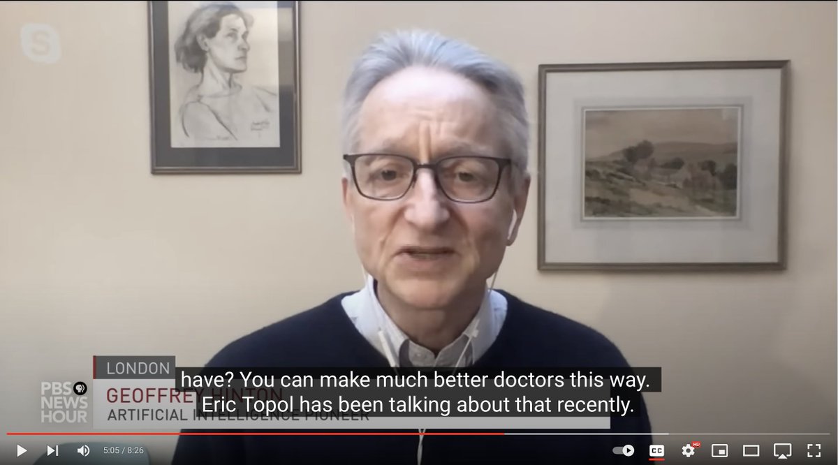 Important, balanced interview <a href="/pbsnewshour/">*NewsHour</a> with <a href="/geoffreyhinton/">Geoffrey Hinton</a> on generative #AI  
youtube.com/watch?v=yAgQWn…
"It's going to be tremendously useful in medicine"
Thanks for the mention, Geoffrey