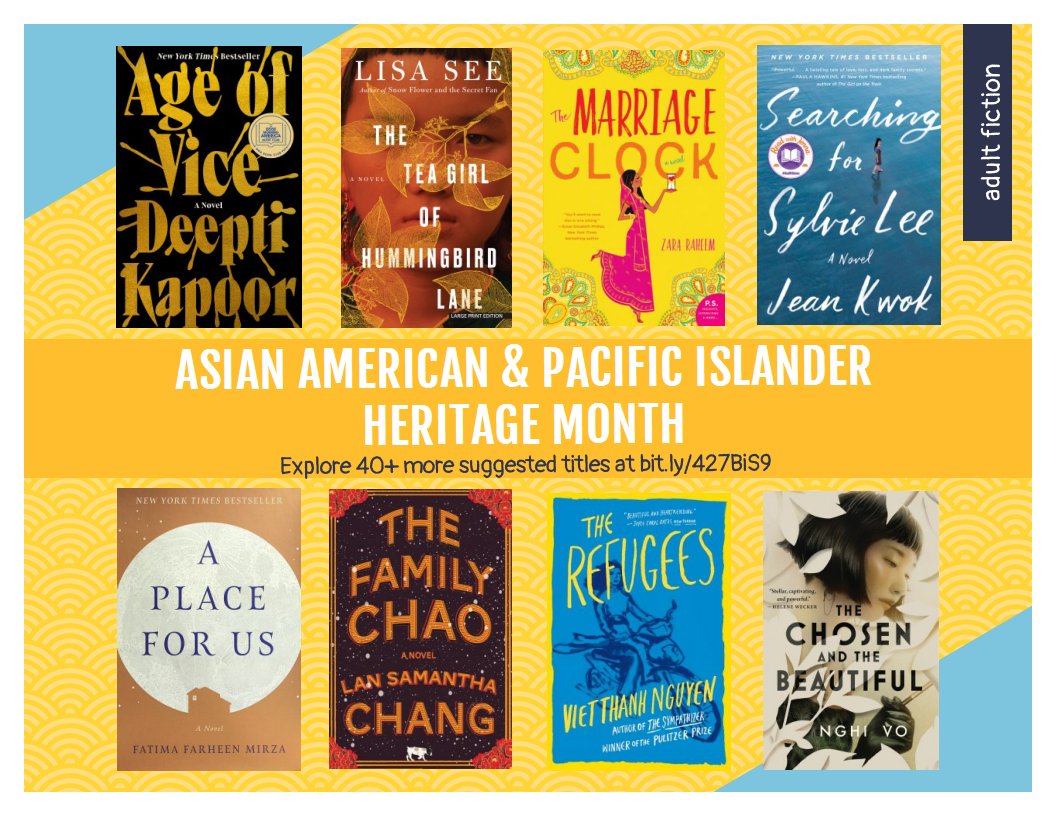 HoCo_Library's tweet image. What’ve you been reading this Asian American &amp;amp; Pacific Islander Heritage Month? We’ve got some fiction suggestions for you! 

See our complete list at bit.ly/427BiS9 
#AAPIHeritageMonth #AAPI #AsianPacificHeritageMonth