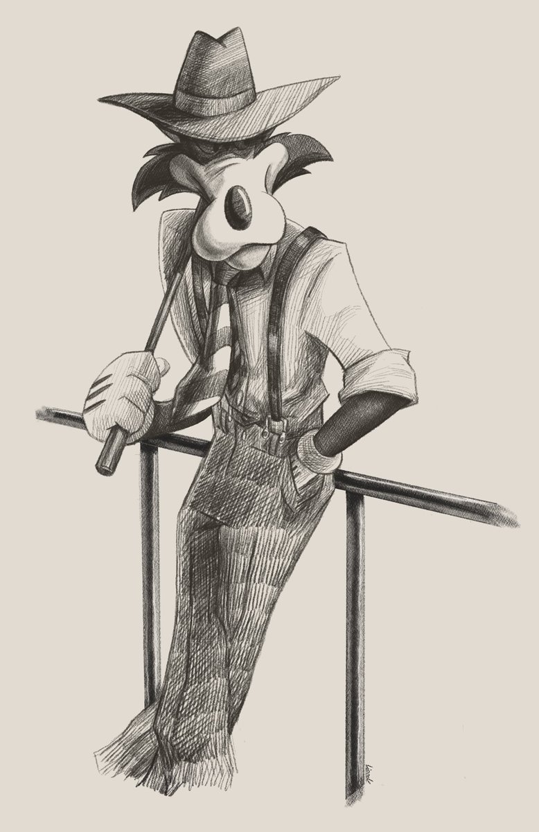 A Toon wolf in vintage suspenders fashion