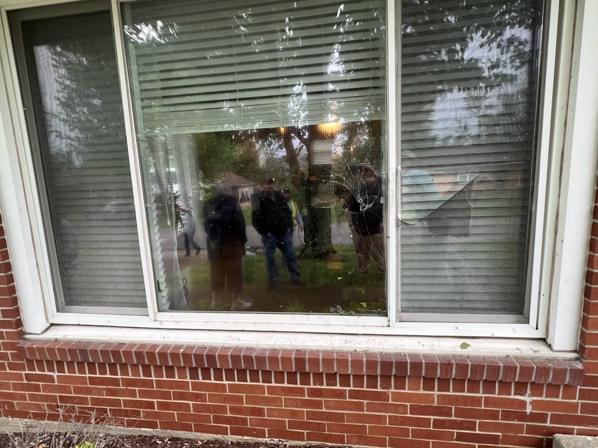mammatusman's tweet photo. New Albany #Tornado was moving SE, when piece of gutter soffit was thrown over 100 yards into home on north side of street. That missile went thru their window and into living room. #tornado #svrwx #flyingdebris #missile #storm #wind #wow https://t.co/M5vCqiXJik