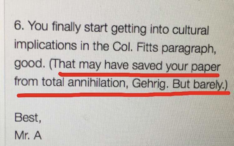 remembering when my freshman year english professor did this to me