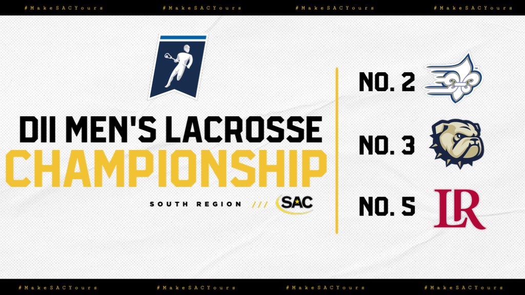 SAC_Athletics's tweet photo. ๐ฅ Limestone, Wingate, and Lenoir-Rhyne Selected To Compete in NCAA DII Men's Lacrosse Tournament
๐: https://t.co/vGdKwwGxig
#MakeSACYours #SACMLAX https://t.co/UYSeTFB33o