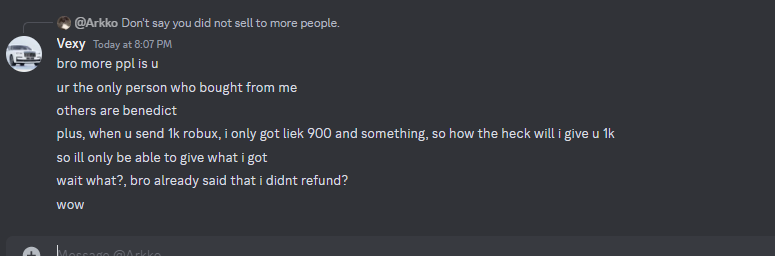 Vexyleb's tweet photo. @FaraonArts @Capiters @BenedictRBLX I was gonna until he posted about it, and now I feel like, even if i refund, theres no getting out! https://t.co/uPqKut6OL4