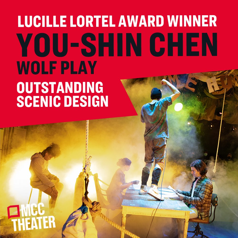 mcctheater's tweet photo. WOLF PLAY wins the Lucille Lortel Awards for Outstanding Ensemble and Outstanding Scenic Design by You-Shin Chen.
Congratulations! #LortelAwards #WOLFPLAYMCC https://t.co/2dCgCS5h1F