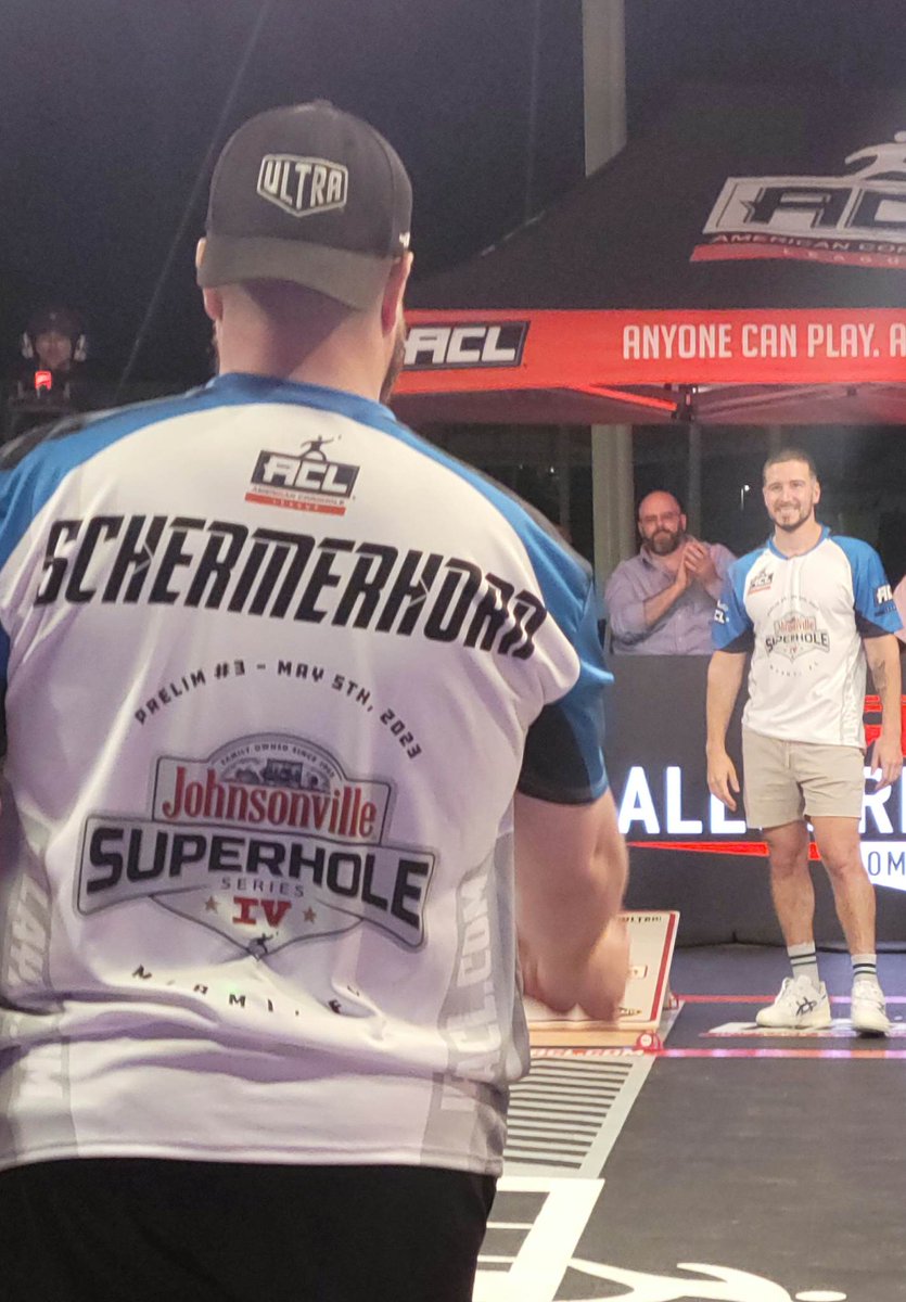 ACLProJScherm's tweet image. Huge shout out to @VINNYGUADAGNINO for playing in the @iplaycornhole #SuperHoleIV prelim 3 over the weekend. Also, thanks to the ACL for giving me the opportunity to compete in this fun event! Let's finish up in Rock Hill so you can have bragging rights over @ItsTheSituation! 💪