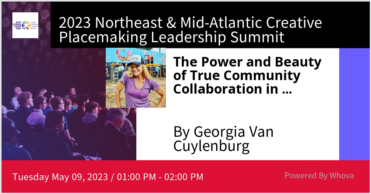 GeorgiaVanC's tweet image. Honored to be speaking at 2023 Northeast &amp;amp; Mid-Atlantic Creative Placemaking Leadership Summit on The Power and Beauty of True Community Collaboration in Creating #PublicArt for Place and #Peacemaking. Excited to meet you all in the room!  - via #Whova event app