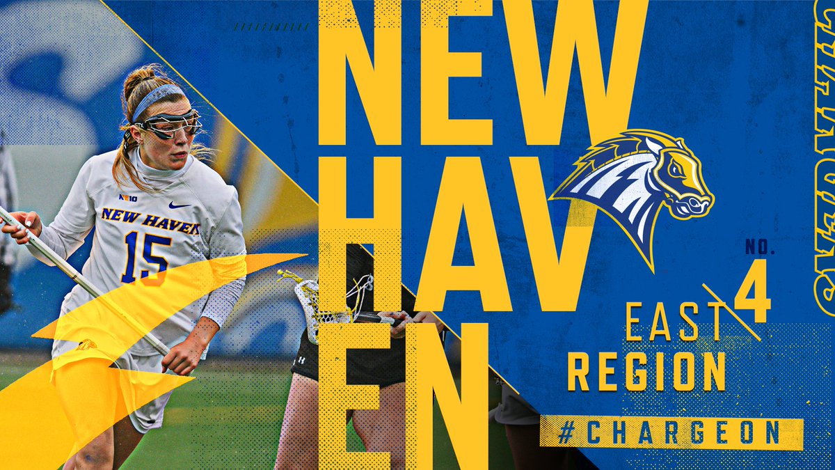 UNewHavenWLAX's tweet photo. Ticket Punched!!! 🎟 We are going dancing 💃 as the No. 4 seed in the East with a first round date against the top seed and host Pace on Friday at Pace Stadium #ChargeOn https://t.co/VmlpSL9jai