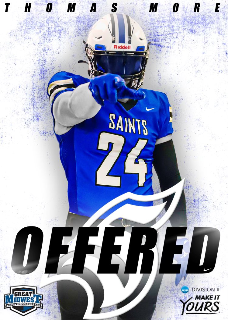 #AGTG After a great talk with <a href="/CoachKreinsen/">Coach K</a> I’m beyond blessed to receive an offer from <a href="/TMU_Football/">Thomas More Football</a> <a href="/CoachNorwell/">Chris Norwell</a> <a href="/bcmoore22/">🏈Bryan Moore🏈</a> <a href="/CoachChadMurphy/">Chad Murphy</a> <a href="/CoachKummer/">Spencer Kummer</a>