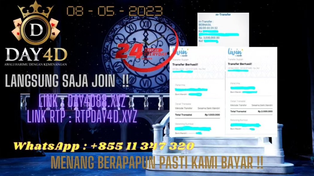 DAY4D_D's tweet photo. Info RTP yang lengkap, lansung saja lihat di https://t.co/5VWIZpGxil
untuk website yang pasti hanya di 
https://t.co/7z4ybW2yEV
#infogacor
#withdrawbesar
#webterpercaya
#pastidibayar
#day4dforwin https://t.co/KRkhJlzO9u