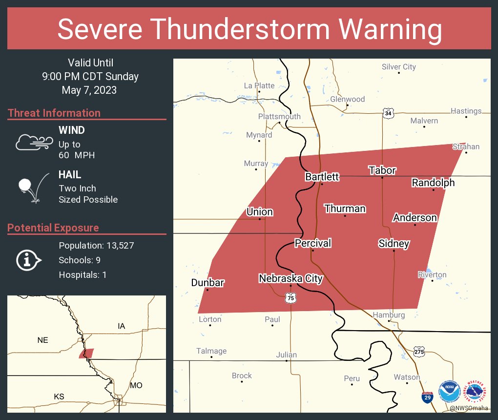 NWS Omaha on Twitter "Severe Thunderstorm Warning including Nebraska
