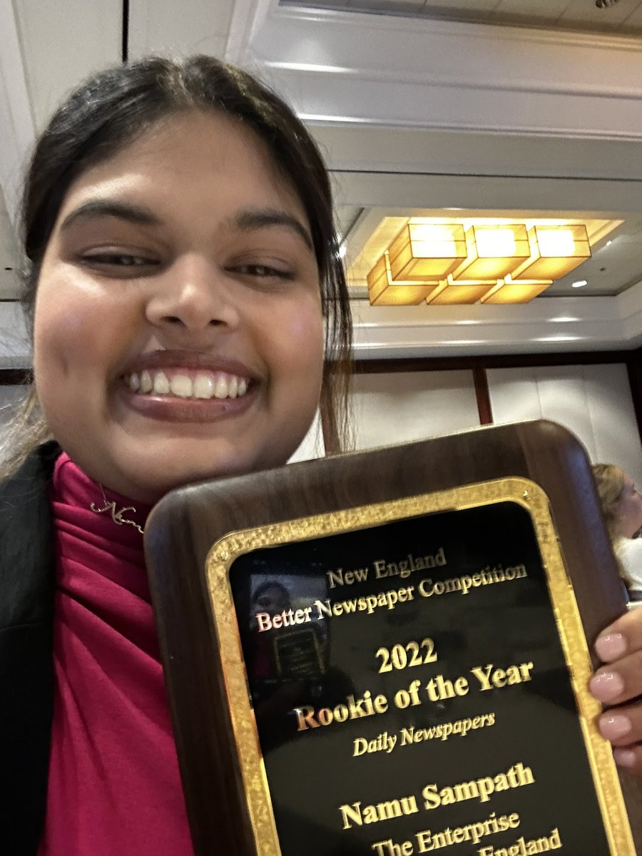 me and my <a href="/NENPA/">NE Newspaper & Press</a> rookie of the year plaque !!!!! so so proud 🥳