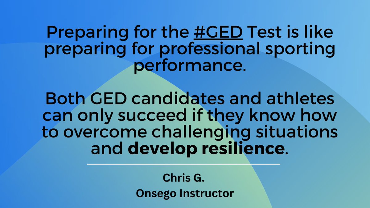 onsegoprep's tweet image. Preparing for the #GED Test is like preparing for professional sporting performance.

Both GED candidates and athletes can only succeed if they know how to overcome challenging situations and develop resilience

#Onsego #GEDPrep #GED