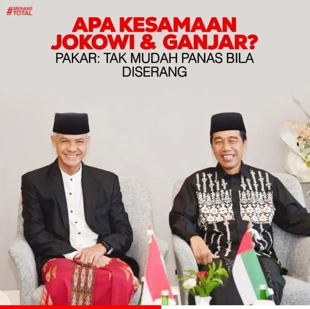 Inilah kesamaan pak <a href="/jokowi/">Joko Widodo</a> dengan  pak <a href="/ganjarpranowo/">Ganjar Pranowo</a> selain :

Sederhana
Merakyat
Pekerja keras
Tegas 

Juga TIDAK PANASAN kalo diserang alias NYANGTAI .

#GanjarMenangTotal

Salam 🤟🤟🤟