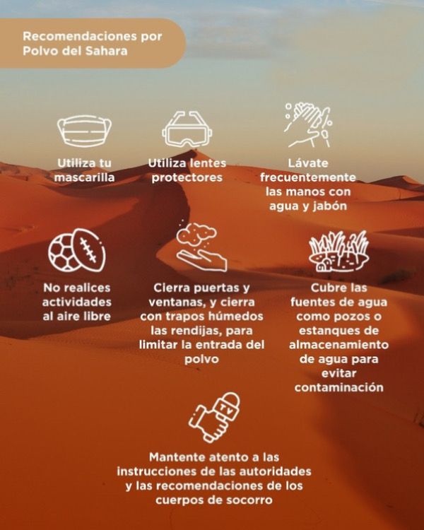 Christian Aparicio (@christ_aparicio) on Twitter photo Instituciones de <a href="/EduSuperiorSv/">Educación Superior SV</a>, según el <a href="/MedioAmbienteSV/">Ministerio de Medio Ambiente</a> se prevé ingreso de polvo del desierto del Sahara, desde este mediodía de domingo, hasta miércoles 10 de mayo, favor compartir con docentes, personal administrativo y estudiantes, las siguientes recomendaciones: Instituciones de <a href="/EduSuperiorSv/">Educación Superior SV</a>, según el <a href="/MedioAmbienteSV/">Ministerio de Medio Ambiente</a> se prevé ingreso de polvo del desierto del Sahara, desde este mediodía de domingo, hasta miércoles 10 de mayo, favor compartir con docentes, personal administrativo y estudiantes, las siguientes recomendaciones: