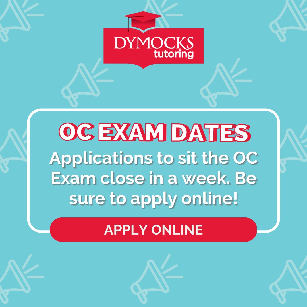 DymocksTutoring's tweet photo. Applications for the Opportunity Class close in just one week on 15 May. Don't miss out on this chance to apply for a coveted OC place #OpportunityClass #DymocksTutoring https://t.co/k8ULdJu1uZ