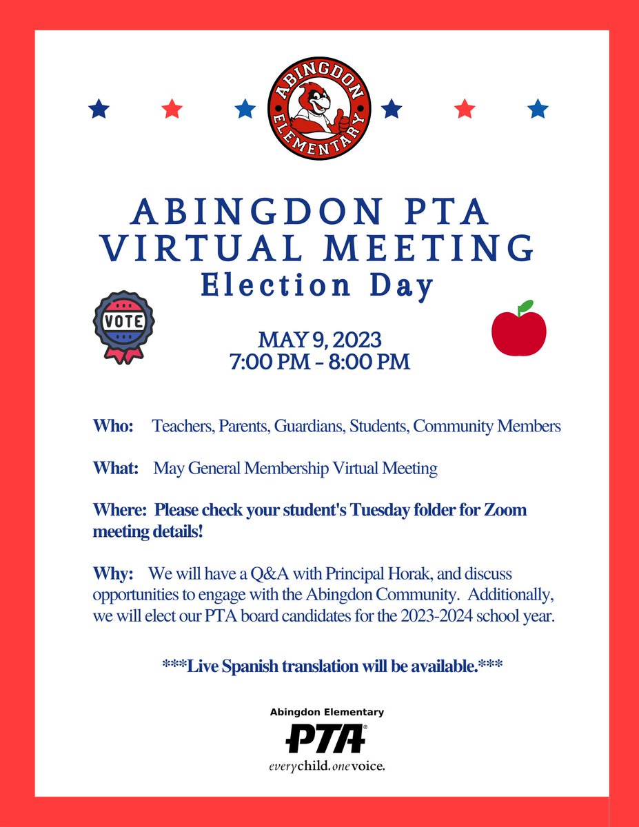 AbingdonPTA's tweet photo. 📷 Zoom you tomorrow night!
📷 ¡Un zoom mañana por la noche! https://t.co/Ii9PoHHWbT