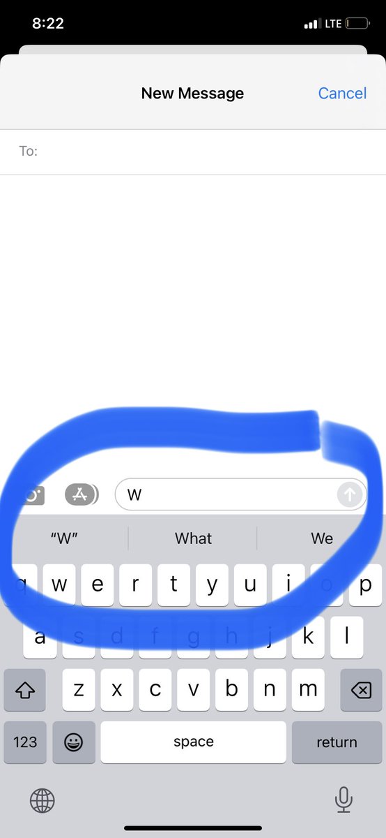 abraham_niman's tweet photo. @biglawgothgf @ItsMattsLaw If your iPhone is unlocked and you click one letter in the text, it will offer suggestions https://t.co/gbTRNrdRuK
