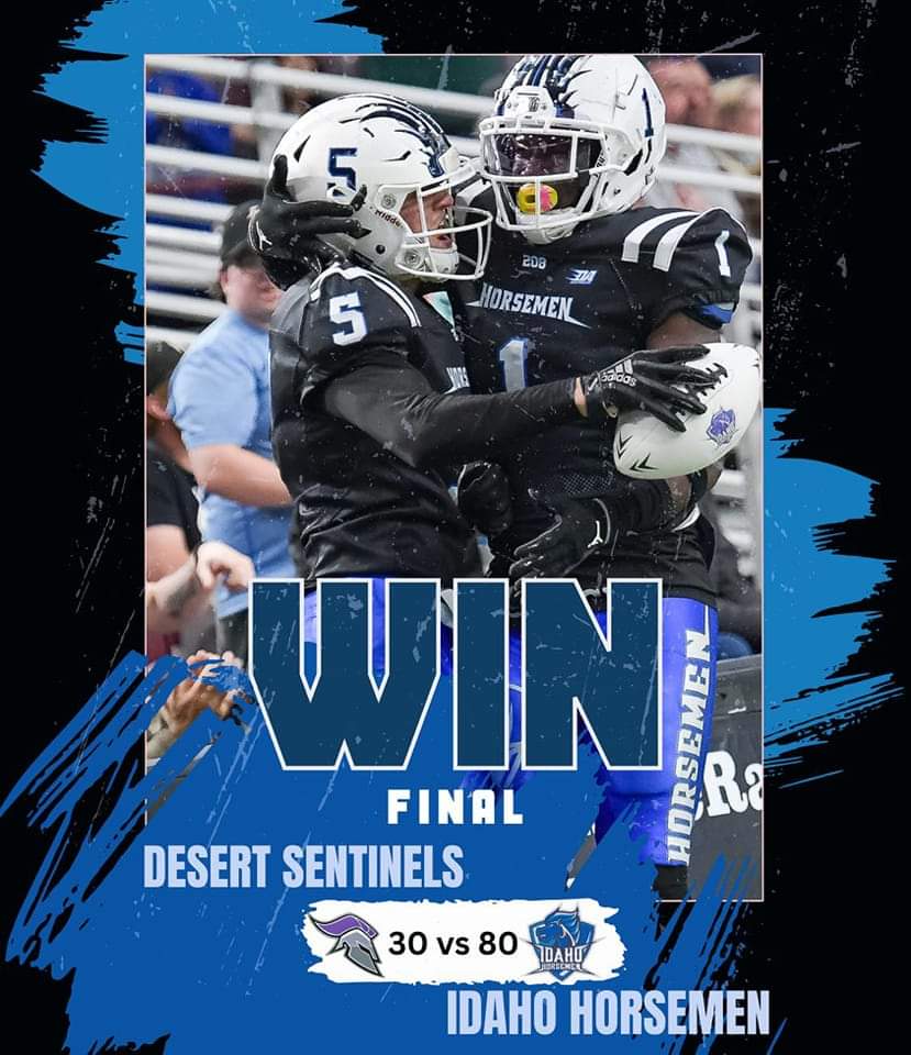 The Horsemen gives another impressive performance last night taking down the Desert Sentinels with a 80-30 victory! 

Next game May 13th versus the Oregon High Desert  Storm at the Ford Idaho Center
📸 original photo Freestyle by Mike Reid