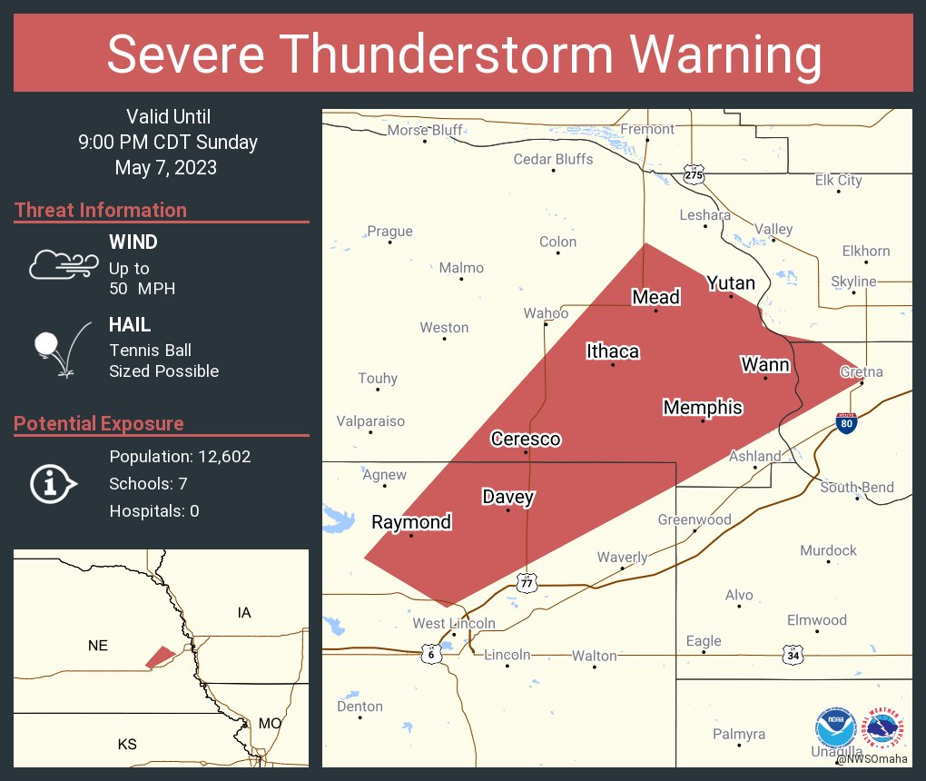 NWS Omaha on Twitter "Severe Thunderstorm Warning continues for Yutan