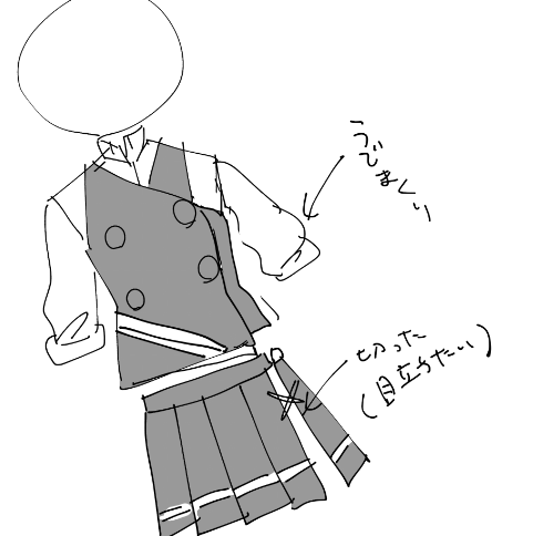 アーさんの制服の理解度まだ低いんだけど こうか????ボタン4つか6つかよくみえな