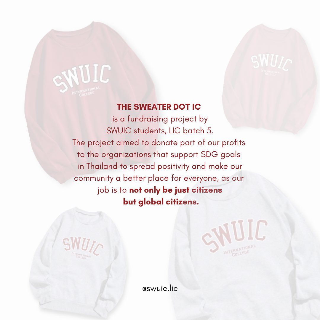 swu_maimeejut's tweet photo. @swuic_lic (1) THE SWEATER DOT IC is a fundraising project by SWUIC students, LIC batch 5. @swuic_lic https://t.co/FxKRhkiOQ7