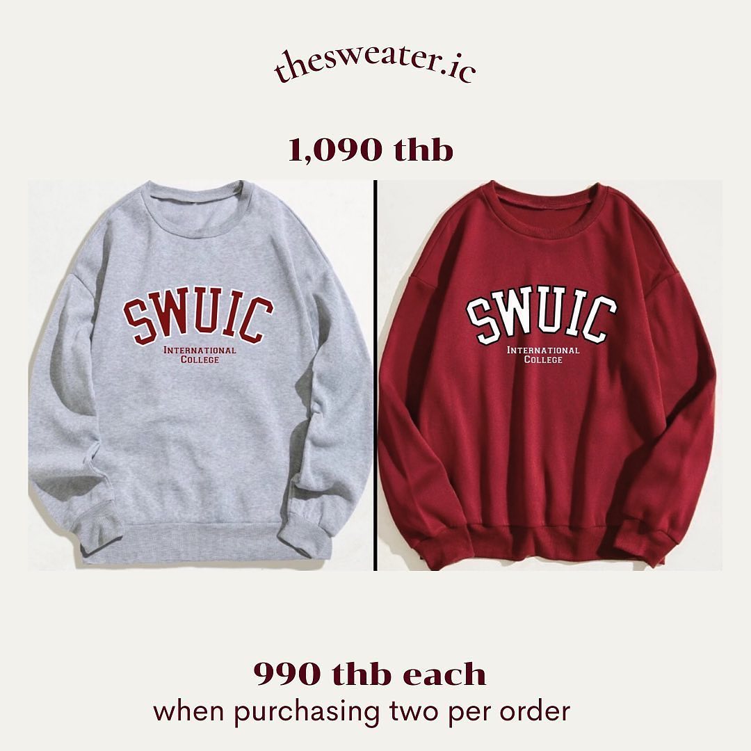 swu_maimeejut's tweet photo. @swuic_lic (1) THE SWEATER DOT IC is a fundraising project by SWUIC students, LIC batch 5. @swuic_lic https://t.co/FxKRhkiOQ7