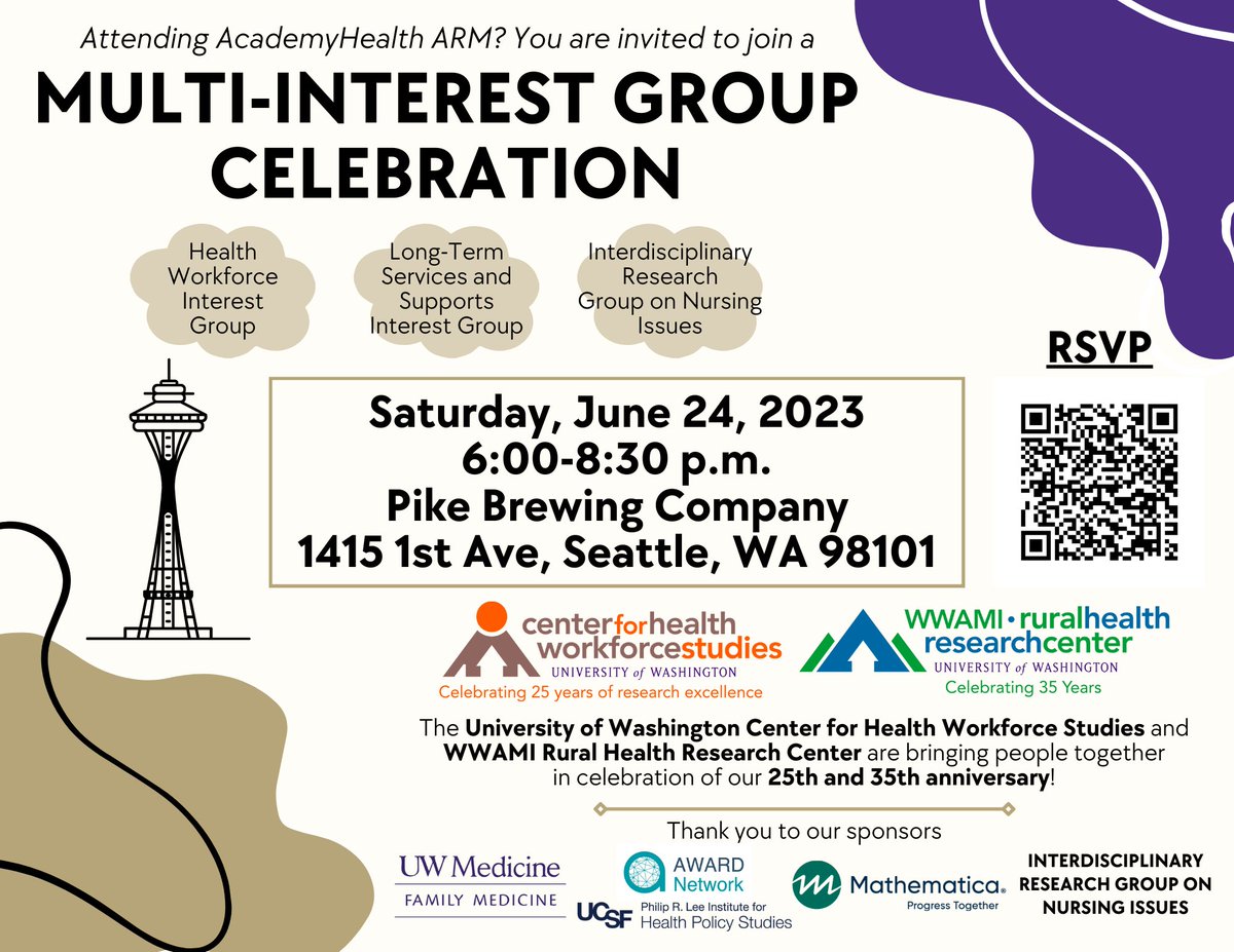 UW CHWS (@uwchws) on Twitter photo Attending #ARM23 in Seattle this June? Have an interest in #healthworkforce, #nursing, #ruralhealth or #LTSS topics? Join this exciting multi-IG party as part of our + <a href="/wwamirhrc/">WWAMI RHRC</a> anniversary celebration!
eventbrite.com/e/multi-intere…
#IRGNI #AHWorkforceIG #AHLongTermIG Attending #ARM23 in Seattle this June? Have an interest in #healthworkforce, #nursing, #ruralhealth or #LTSS topics? Join this exciting multi-IG party as part of our + <a href="/wwamirhrc/">WWAMI RHRC</a> anniversary celebration!
eventbrite.com/e/multi-intere…
#IRGNI #AHWorkforceIG #AHLongTermIG