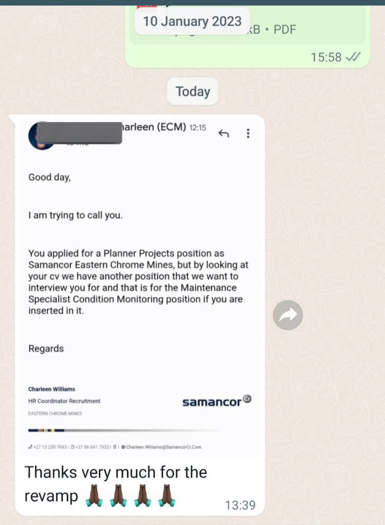 ZamakonkeK's tweet image. Allow Experts to Revamp your cv to Increase your chances of getting Hired!

Cover letter costs R50📝❤ 
CV (Prices From R80)📝❤

Whatsapp link:📲(wa.me/message/6YW6TB…) or 078 848 6818 

Dj Maphorisa Thuli Hillbrow

[TESTIMONIES, VIEW THE THREAD]